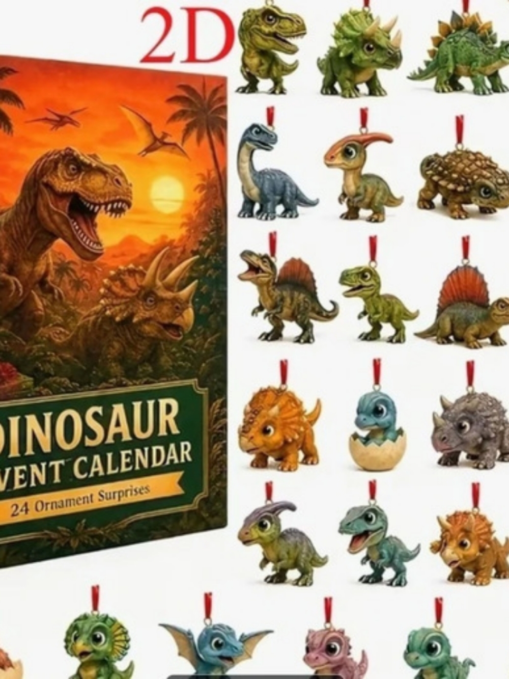 Dinosaur Advent Calendar 24-Day Holiday Decor